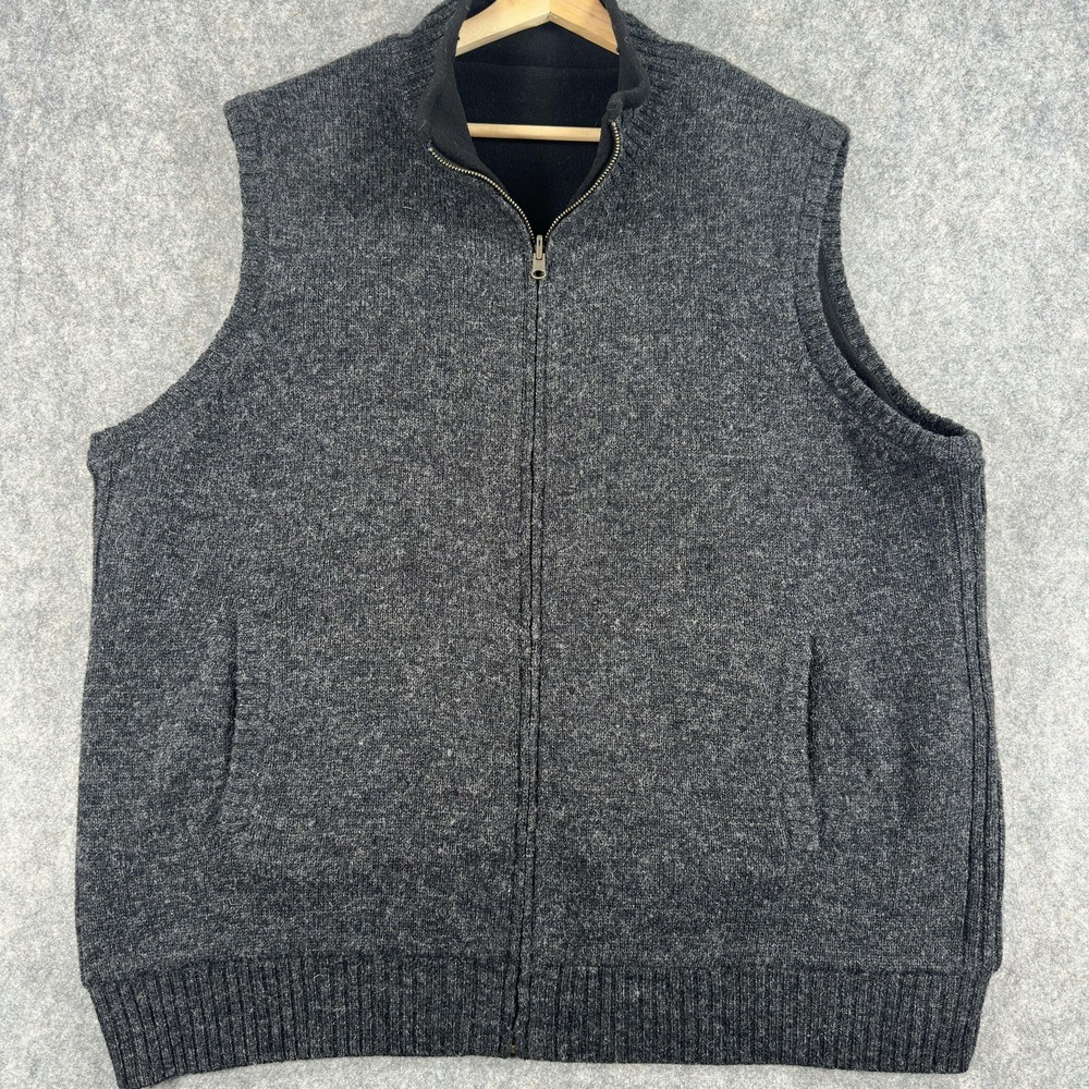 Pendleton Sweater‎ Vest Mens XL Gray Shetland Wool Full Zip Reversible Fleece